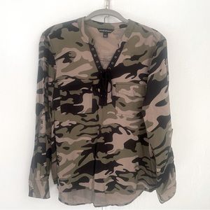 Camo Rock & Republic Blouse Top Size L